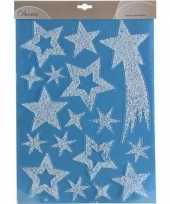 Kerst versiering raamstickers glitter sterren 30 x 40 cm