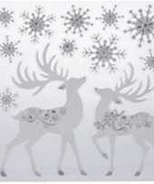 Kerst versiering raamstickers rendier sneeuwvlok 31 x 39 cm