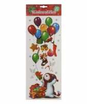 Kerst versiering raamstickers sneeuwpop met ballonnen 42 cm