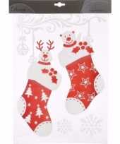 Kerst versiering raamstickers sokken 2 stuks 40 cm type 2