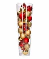 Kerst woonversiering vaas met goud rode kerstballen