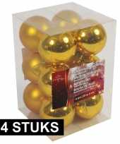 Kerstboom versiering kerstballen goud 24x stuks 6 cm
