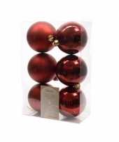 Kerstboom versiering kerstballen mix donker rood 12 stuks