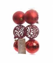 Kerstboom versiering kerstballen mix rood 12 stuks 10127684