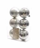 Kerstboom versiering kerstballen mix zilver 12 stuks