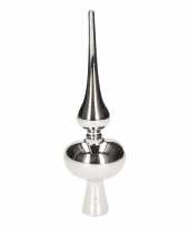 Kerstboom versiering piek zilver glanzend 21 cm glas