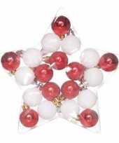 Kerstboom versieringkerstballen mix rood wit 20 stuks onbreekbaar