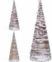 Kerstversiering rotan lamp kegelvorm 40 cm ass 2x