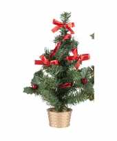 Mini kerstboompje goud met rode versiering 45 cm