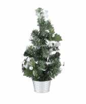Mini kerstboompje met zilveren versiering 45 cm