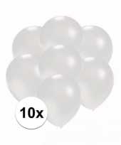 Mini metallic witte versiering ballonnen 10 stuks