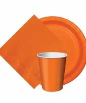 Oranje tafelversiering set 8 bordjes 8 bekertjes 20 servetten