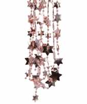 Oud roze kerstversiering ster kralenslinger 270 cm