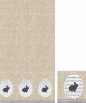 Pasen tafelversiering set konijn tafelkleed servetten