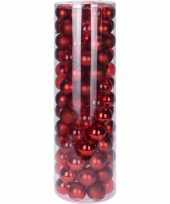 Rode kerstversiering kerstballenset kunststof 6 cm