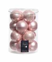 Roze kerstversiering kerstballen glas 8 cm