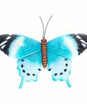 Tuinversiering vlinder van metaal blauw zwart 48 cm