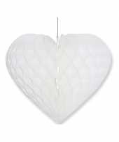 Valentijnsdag versiering hart wit 15 x 18 cm
