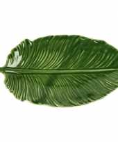 Versiering bord schaal groen blad van porselein 20 cm