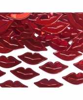 Versiering confetti rode lippen van plastic 15 gram