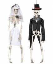 Versiering horror skelet bruid en bruidegom poppen 41 cm