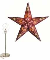 Versiering kerstster rood oranje 60 cm inclusief tafellamp lamp standaard