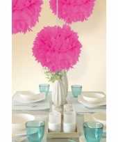 Versiering pompoms neon roze 30 cm