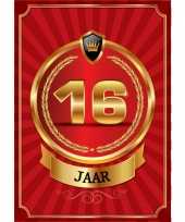 Versiering poster 16 jaar rood en goud