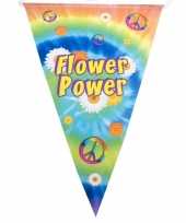 Vlaggenlijn flower power hippie feest versiering 5 meter