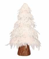 Wit versiering glitter kerstboom beeldjes 42 cm