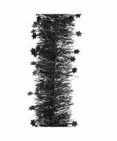 Zwarte sterren kerstslingers 10 cm breed x 270 cm kerstversiering